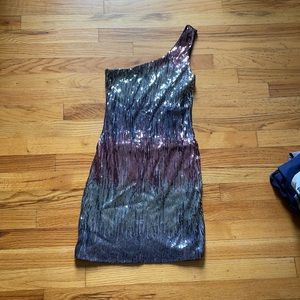 One shoulder sequin dress